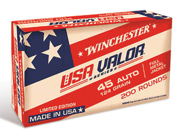 Winchester Ammo USAV45A USA Valor Target 45 ACP 230 gr Full Metal Jacket (FMJ) 100rd Box