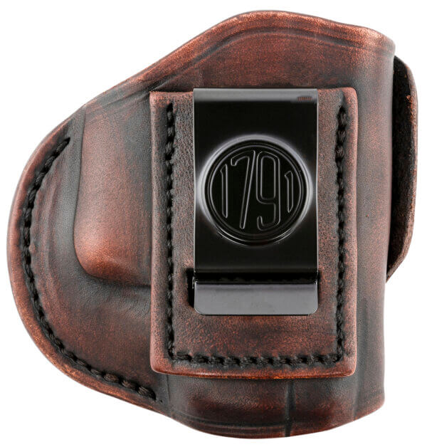 1791 Gunleather 4WH4VTGR 4-Way  IWB/OWB 04 Vintage Leather Belt Clip Compatible w/Springfield XDS/Springfield XD/Glock 26/S&W M&P Shield Plus