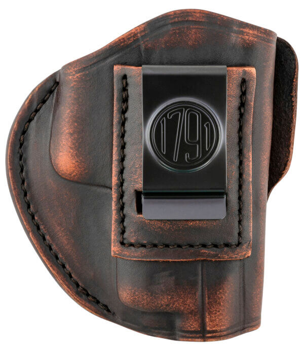 1791 Gunleather 4WH5VTGR 4-Way IWB/OWB Size 05 Vintage Leather Belt Clip Compatible w/Glock 17/Springfield XD/S&W M&P/HK VP9 Right Hand
