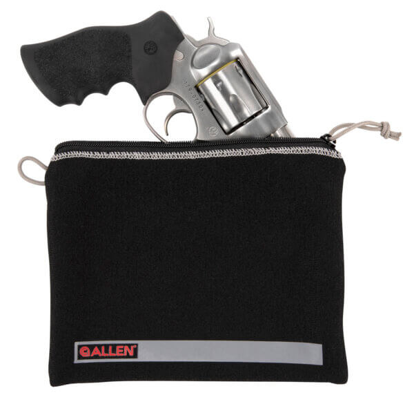 Allen 3630 Pistol Pouch made of Black Polyester with Lockable Zippers ID Label & Fleece Lining Holds Oversized Handgun 9″ L x 11″ W Interior Dimensions