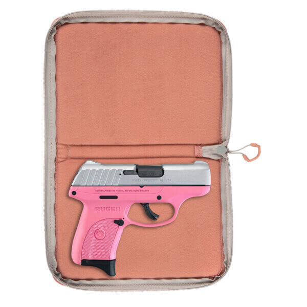 Girls With Guns 9072 Roses Are Gold made of Polyester with Gray Finish & Rose Gold Accents Lockable Zipper Soft Lining & Dense Foam Padding 9.50″ L x 6.75″ W x 1″ H Interior Dimensions