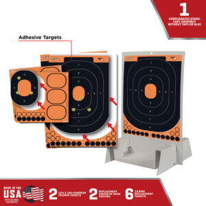 EZ-Aim 15548 Splash Reactive Trainer Kit Self-Adhesive Paper Handgun Yellow Oval Includes Targets/Pasters/Stand