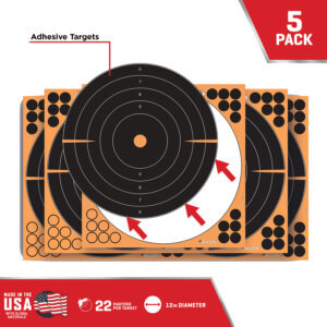 EZ-Aim 1531710 Splash Reactive Bullseye Impact Enhancement Adhesive Bullseye Black / Orange 10 Pack