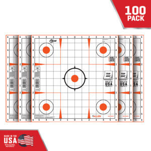 EZ-Aim 15333100 Sight-In Grid Paper Self-Adhesive 12″ x 12″ Orange/White 100 Per Pack