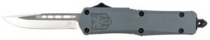 CobraTec Knives SGYFS3DNS FS-3 Small 2.75″ OTF Plain D2 Steel Blade/Gray Aluminum Handle Features Glass Breaker Includes Pocket Clip
