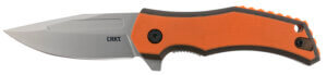 CRKT 2372 Fawkes 2.74″ Folding Clip Point Plain Bead Blasted 4116 Stainless Steel Blade/ Black/Orange G10 Handle Includes Pocket Clip