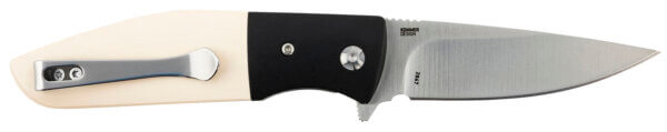 CRKT 2867 Curfew 3.10″ Folding Plain Satin 8Cr13MoV SS Blade/Black/White Resin Infused Fiber w/Aluminum Bolster Handle Includes Pocket Clip