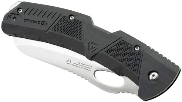 Strike Industries K1BK K1 3.51″ Folding Plain AUS-8A SS Blade Black Textured Polymer Handle Includes Pocket Clip
