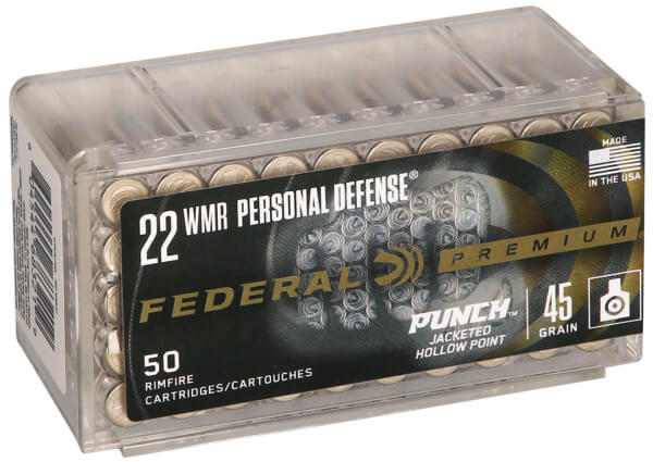 Federal PD22WMR1 Premium Personal Defense Punch 22 WMR 45 gr Jacketed Hollow Point (JHP) 50rd Box