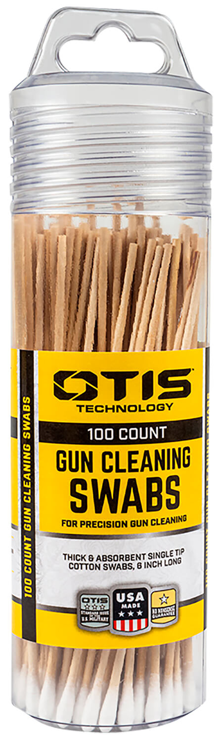 Otis FG241100 Gun Cleaning Swabs Cotton/Wood 6″ Long 100 Includes Reusable Storage Tube