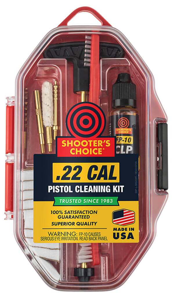 Shooters Choice SRS22P Pistol Cleaning Kit 22 Cal/Red Plastic Case