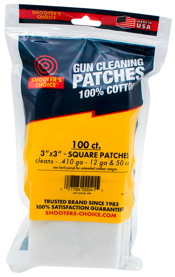 Shooters Choice 919SQ100 Cleaning Patches  .50 Cal/Multi-Gauge 3 Cotton 100 Per Pkg”