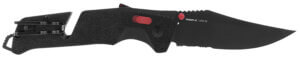 S.O.G SOG11120241 Trident AT 3.70″ Folding Clip Point Part Serrated Black TiNi Cryo D2 Steel Blade/Black w/Red Accents GRN Handle Features Line Cutter/Glass Breaker
