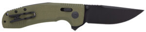 S.O.G SOG12380241 SOG-TAC XR 3.39″ Folding Clip Point Plain Black TiNi Cryo D2 Steel Blade OD Green G10 Handle Includes Pocket Clip