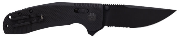 S.O.G SOG12380341 SOG-TAC XR 3.39″ Folding Clip Point Part Serrated Black TiNi Cryo D2 Steel Blade Blackout G10 Handle Includes Pocket Clip