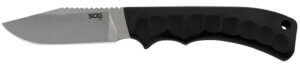 S.O.G SOG-ACE1001- Ace 3.80″ Fixed Clip Point Plain Stonewashed 7Cr17MoV SS Blade Black TPR Handle Includes Sheath