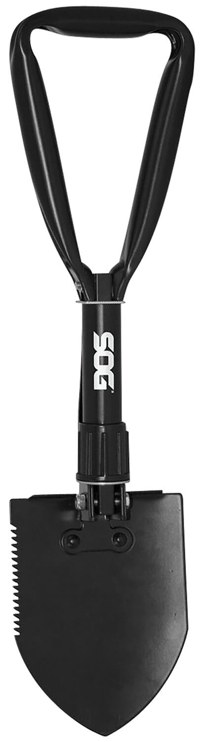 S.O.G SOG-F08-N Entrenching Tool Folding Shovel Plain/Serrated Blade Black Powder Coated High Carbon Steel Handle 18.25″ Long Includes Sheath