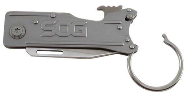 S.O.G SOG-KT1001-C KeyTron 1.80″ Folding Plain Clip Point Grey 5Cr13MoV SS Blade/ Grey Stainless Steel Handle