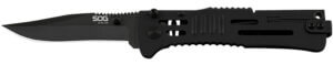 S.O.G SOG-SJ31-CP SlimJim 3.18″ Folding Clip Point Plain Satin AUS-8A SS Blade Bead Blasted 420 Stainless Steel Handle Includes Belt Clip