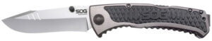 S.O.G SOG-SW1011-C Sideswipe 3.40″ Folding Clip Point Plain Bead Blasted 7Cr15MoV SS Blade Gray Anodized Aluminum/G10 Handle Includes Belt Clip
