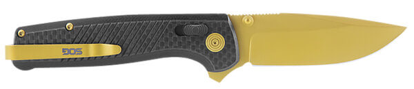 S.O.G SOGTM1033BX Terminus XR LTE 2.95″ Folding Clip Point Plain Gold TiCN Cryo CPM S35VN Steel Blade Black G10/Carbon Fiber Handle Features Box Packaging Includes Pocket Clip