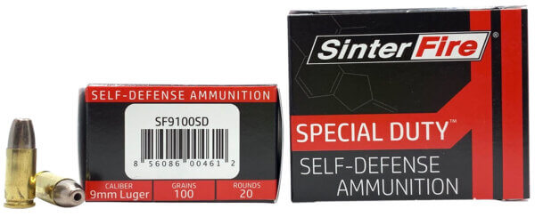 SinterFire Inc SF9100SD Special Duty (SD) 9mm Luger 100 gr Lead Free Frangible Hollow Point 20rd Box