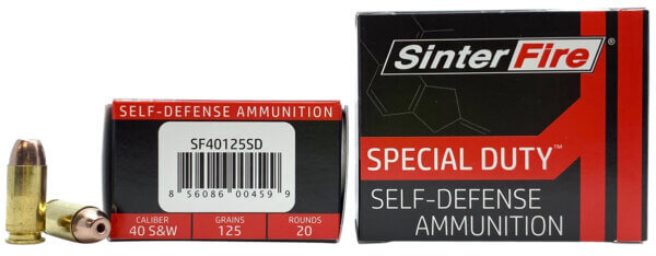 SinterFire Inc SF40125SD Special Duty (SD) 40 S&W 125 gr Lead Free Frangible Hollow Point 20 Round Box