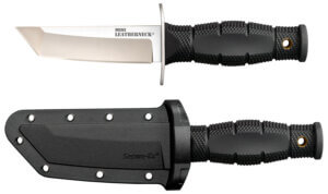 Cold Steel CS39LSAA Leatherneck Mini 3.50″ Fixed Tanto Plain Satin 8Cr13MoV SS Blade/3.25″ Black Deep Checkered w/Double Quillon Guard Kray-Ex Handle Includes Sheath