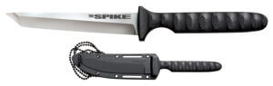 Cold Steel CS-53NBS Spike 4″ Fixed Bowie Plain 4116 Stainless Steel Blade/Black Scalloped Griv-Ex Handle Includes Sheath