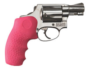 Hogue 60007 OverMolded Monogrip Cobblestone Pink Rubber with Finger Grooves for S&W J Frame with Round Butt