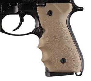 Hogue 92003 Rubber Grip Flat Dark Earth with Finger Grooves for Beretta 92 96