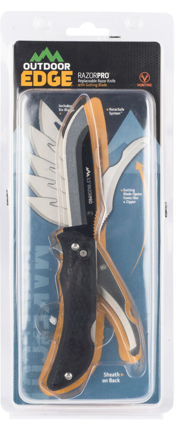 Outdoor Edge SB10N SwingBlade 3.60″/3.20″ Folding Skinning/Gutting Plain Aichi AUS8 SS Blade TPR Black Handle