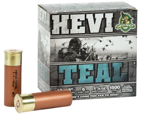 HEVI-Shot HS60006 HEVI-Teal Waterfowl 12 Gauge 3″ 1 1/4 oz 6 Shot 25rd Box
