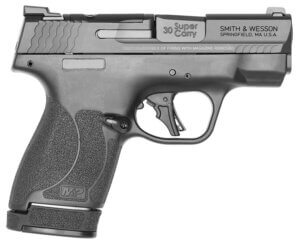 Smith & Wesson 13474 M&P Shield Plus Micro-Compact Frame 30 Super Carry 13+1/16+1  3.10″ Black Armornite Stainless Steel Barrel & Optic Ready/Serrated Slide  Matte Black Polymer Frame  Black Textured Polymer Grip  No Safety