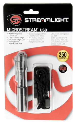 Streamlight 66601 Microstream USB 250 Lumens Rechargeable Lithium Black