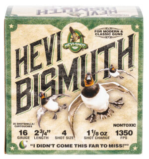 HEVI-Shot HS16706 HEVI-Bismuth Waterfowl 16 Gauge 2.75″ 1 1/8 oz 1350 fps Bismuth 6 Shot 25rd Box