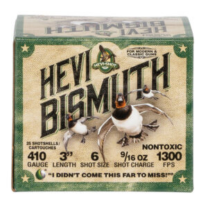 HEVI-Shot HS19004 HEVI-Bismuth Waterfowl 410 Gauge 3″ 9/16 oz 1300 fps Bismuth 4 Shot 25rd Box