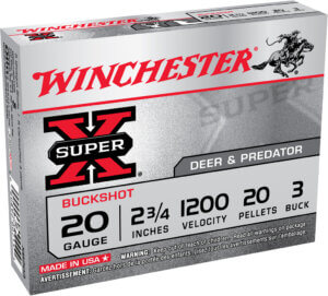 Winchester Ammo XB203VP Super X 20 Gauge 2.75″ 20 Pellets 1200 fps 3 Buck Shot 15rd Box (Value Pack)