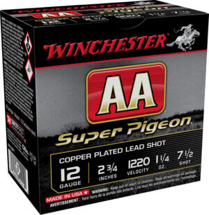 Winchester Ammo AA12SP7 AA Super Pigeon 12 Gauge 2.75″ 1 1/4 oz 1220 fps 7.5 Shot 25rd Box