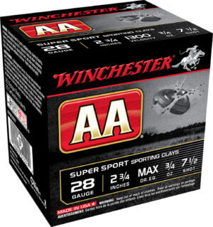 Winchester Ammo AASC287VP AA Sporting Clay 28 Gauge 2.75″ 3/4 oz 1300 fps 7.5 Shot 100rd Box (Value Pack)