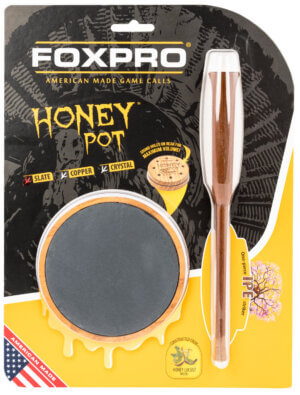 Foxpro HPSLATE Honey Pot  Friction Call Turkey Sounds Attracts Turkeys Natural Honey Locust Wood/Slate