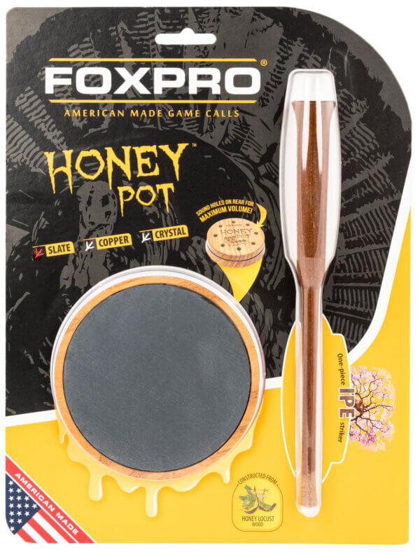 Foxpro HPSLATE Honey Pot  Friction Call Attracts Turkeys  Natural Honey Locust Wood/Slate