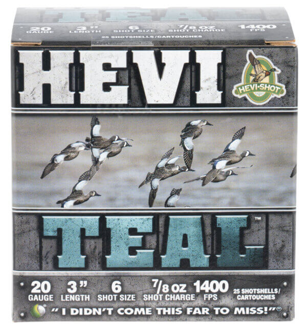 HEVI-Shot HS62006 HEVI-Teal Waterfowl 20 Gauge 3″ 7/8 oz 6 Shot 25rd Box