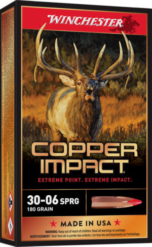 Winchester Ammo X3006CLF2 Copper Impact 30-06 Springfield 180 gr Copper Extreme Point Lead-Free 20rd Box