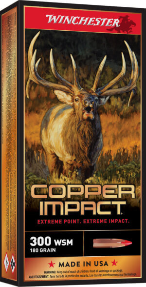 Winchester Ammo X300SCLF2 Copper Impact Hunting 300 WSM 180 gr Copper Extreme Point Lead-Free 20rd Box