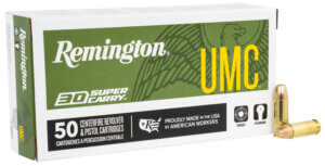 Remington Ammunition R20015 UMC Target 30 Super Carry 100 gr Full Metal Jacket (FMJ) 50rd Box