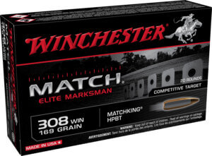 Winchester Ammo S308M2 Match Elite Marksman 308 Win 169 gr Sierra MatchKing BTHP 20rd Box