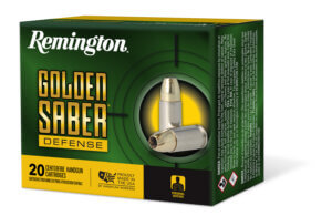 Remington Ammunition 27604 Golden Saber Defense 9mm Luger 147 gr Brass Jacket Hollow Point (BJHP) 20rd Box