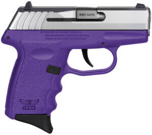SCCY Industries CPX-3TTPU CPX-3 380 ACP 10+1 3.10″ Purple Polymer Serrated SS Slide Finger Grooved Purple Polymer Grip