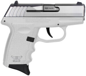 SCCY Industries CPX-3TTWT CPX-3 380 ACP 10+1 3.10″ White Polymer Serrated SS Slide Finger Grooved White Polymer Grip
